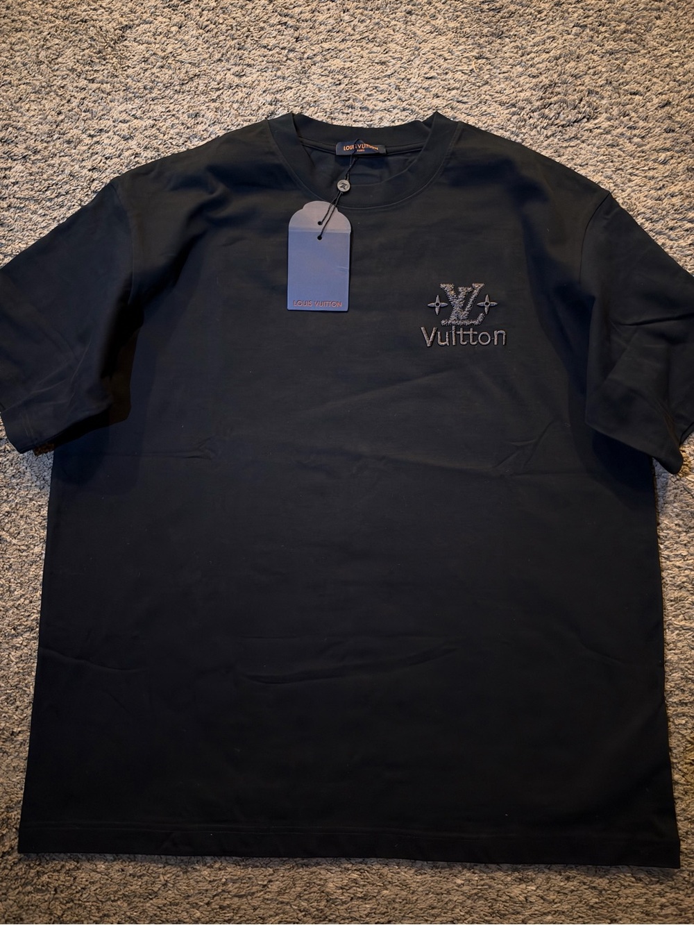 Louis Vuitton Black Short-Sleeve Logo Tee
